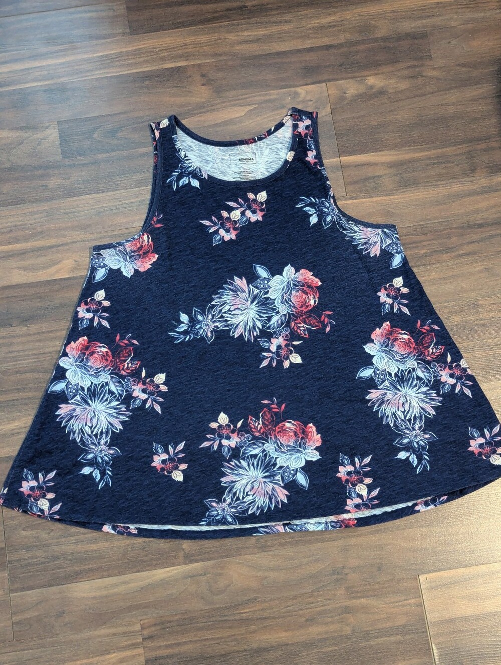 Sonoma Navy Floral Swing Tank Top